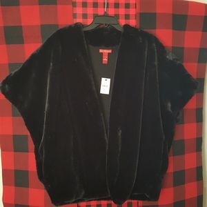 Saks Fifth Avenue Black Faux Fur Vest M